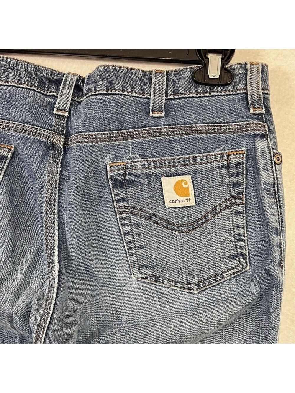 Carhartt Jeans Women's Size 6x30 Blue Boot Cut Traditional Fit Stretch Mid Wash